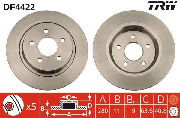 Brake discs kit rear, (2pcs), Top Quality DF4422 - image 2