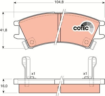 Brake Pad Set, disc brake COTEC GDB3165 - image 3