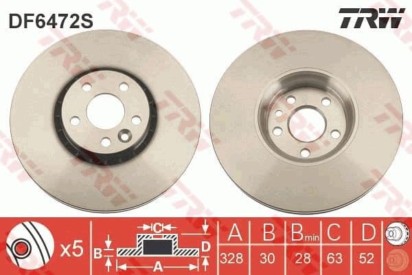 Brake disc, 1pcs FRONT, Top Quality DF6472S