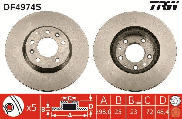 Brake Disc TRW SINGLE DF4974S - image 3