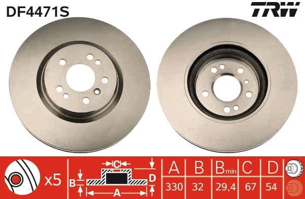 Brake Disc TRW SINGLE DF4471S - image 2