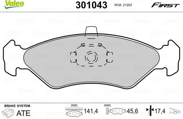 Brake Pad Set, disc brake ESSENTIAL 301043
