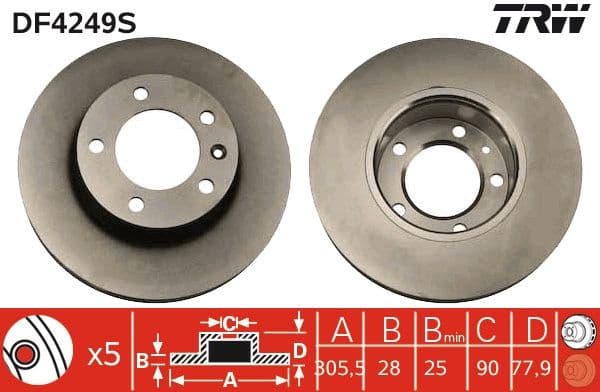 Brake disc, 1pcs FRONT, Top Quality DF4249S