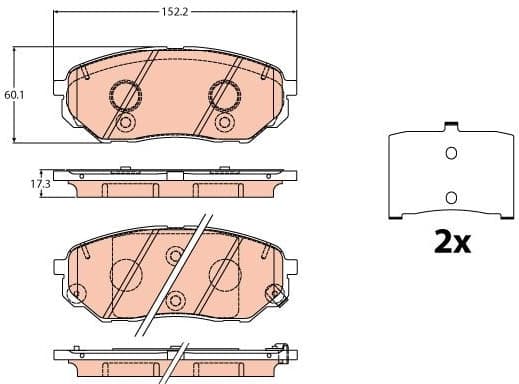 Brake pads front, Top Quality GDB2195 - image 2
