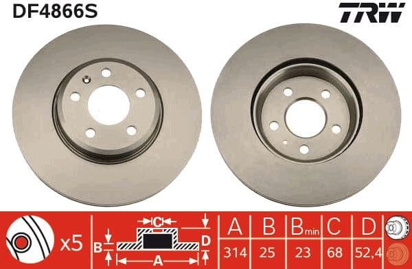 Brake disc, 1pcs FRONT, Top Quality DF4866S - image 2