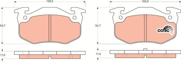 Brake Pad Set, disc brake COTEC GDB1305 - image 3