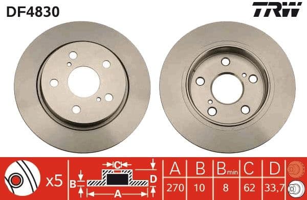 Brake discs kit rear, (2pcs), Top Quality DF4830 - image 2