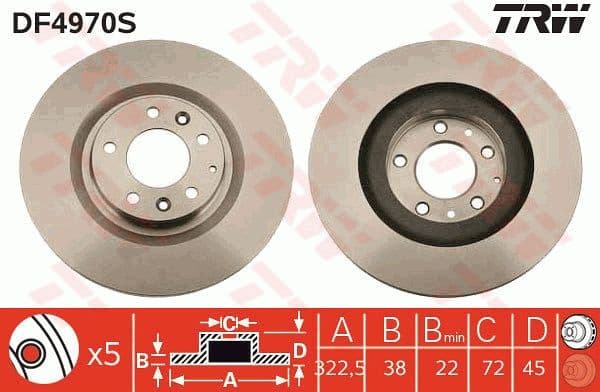 Brake Disc TRW SINGLE DF4970S - image 3