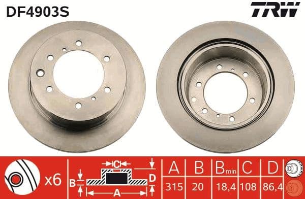 Brake Disc TRW SINGLE DF4903S - image 3