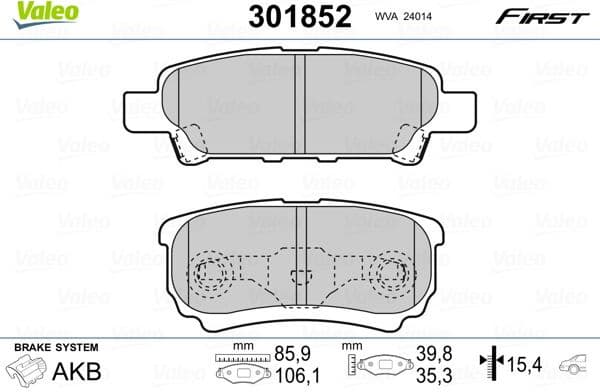 Brake Pad Set, disc brake ESSENTIAL 301852