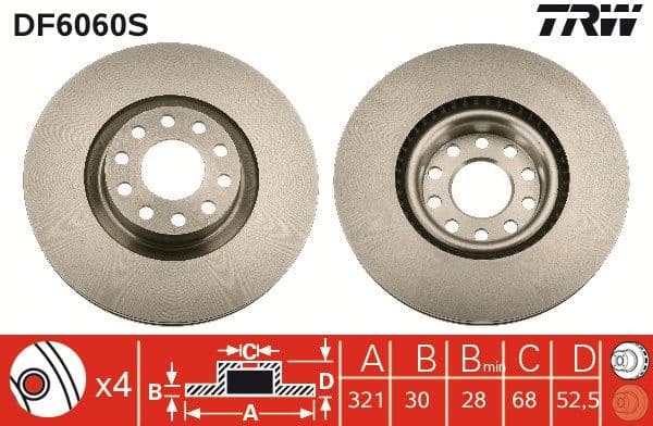 Brake Disc TRW SINGLE DF6060S - image 3