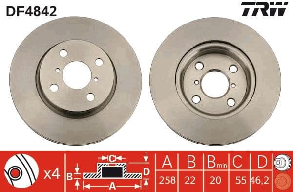 Brake discs kit front (2pcs), Top Quality DF4842 - image 2
