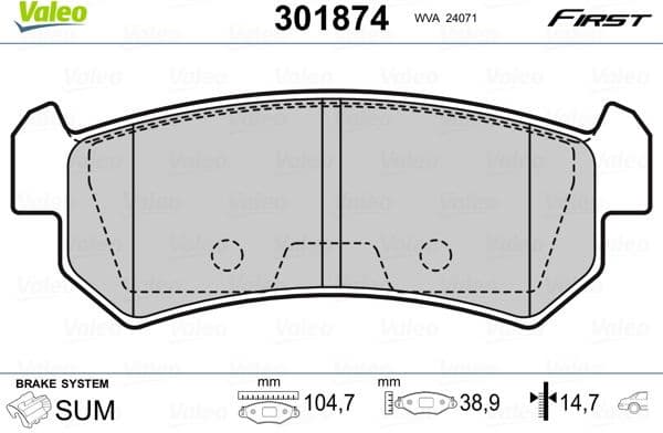 Brake Pad Set, disc brake ESSENTIAL 301874