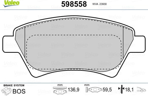Brake Pad Set, disc brake 598558