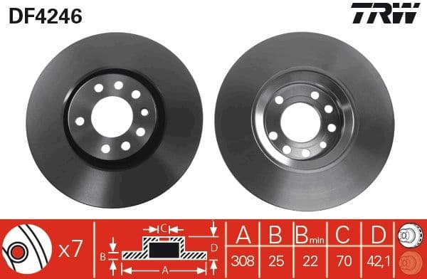 Brake discs kit front (2pcs), Top Quality DF4246