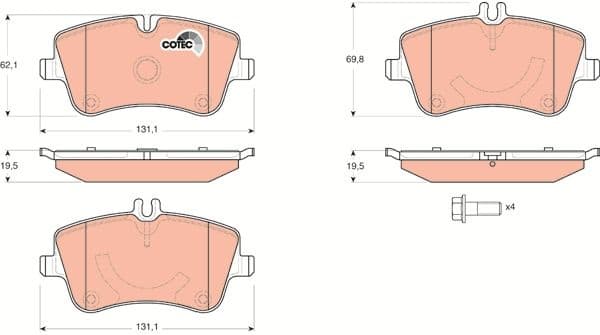 Brake Pad Set, disc brake COTEC GDB1514 - image 4