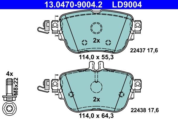 Brake Pad Set, disc brake ATE Ceramic 13047090042