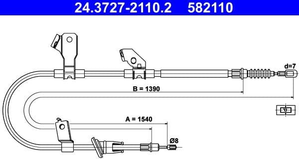 Cable Pull, parking brake 24.3727-2110.2