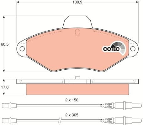 Brake Pad Set, disc brake COTEC GDB1101 - image 3