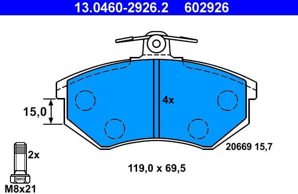 Brake Pad Set, disc brake 13.0460-2926.2
