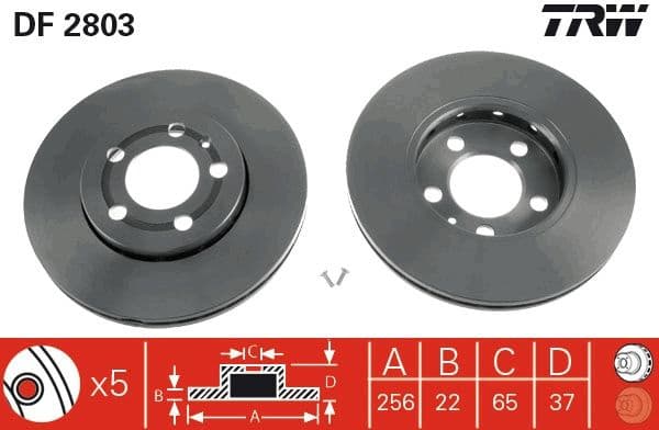 Brake discs kit front (2pcs), Top Quality DF2803