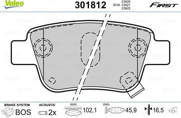 Brake Pad Set, disc brake ESSENTIAL 301812