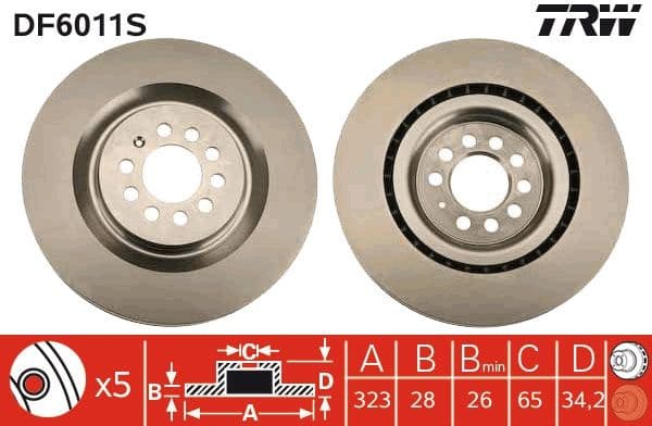 Brake Disc TRW SINGLE DF6011S - image 3
