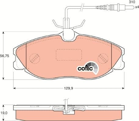 Brake Pad Set, disc brake COTEC GDB1194 - image 3