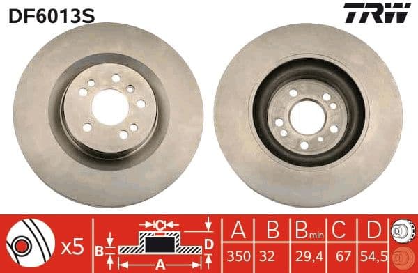 Brake Disc TRW SINGLE DF6013S - image 3