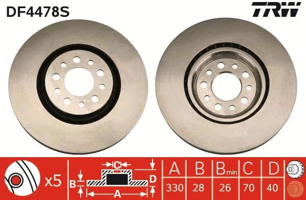 Brake Disc TRW SINGLE DF4478S - image 2