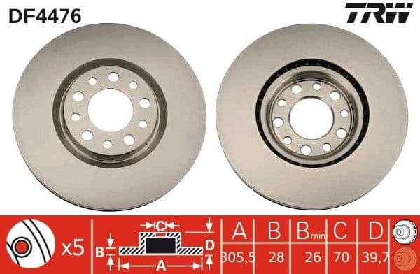 Brake discs kit front (2pcs), Top Quality DF4476 - image 2