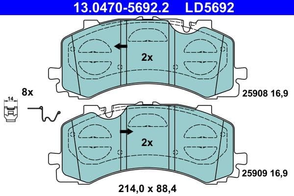 Brake Pad Set, disc brake ATE Ceramic 13.0470-5692.2