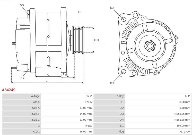 Alternator AS A3424S - image 5