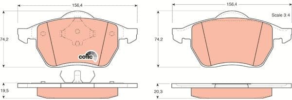 Brake Pad Set, disc brake COTEC GDB1204 - image 3