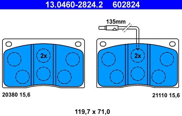 Brake Pad Set, disc brake 13.0460-2824.2