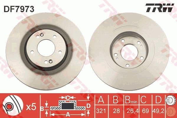 Brake discs kit front (2pcs), Top Quality DF7973 - image 2