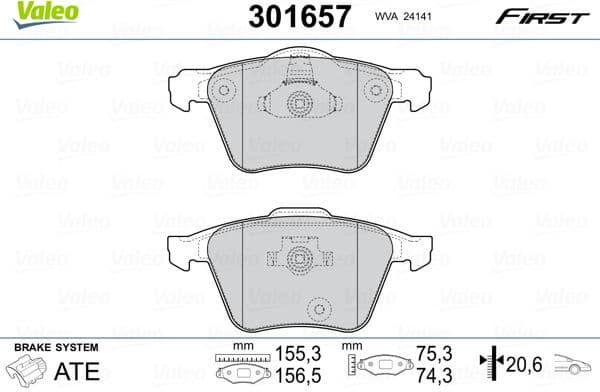 Brake Pad Set, disc brake ESSENTIAL 301657