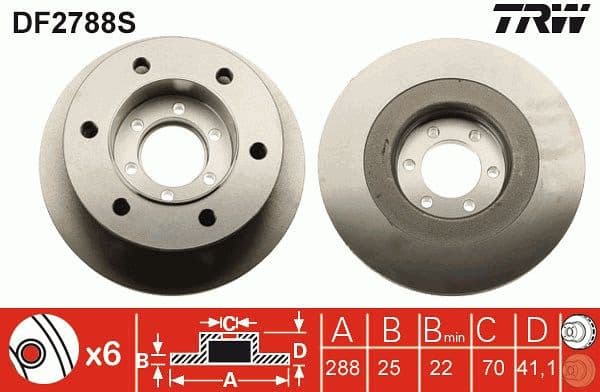 Brake Disc TRW SINGLE DF2788S - image 3