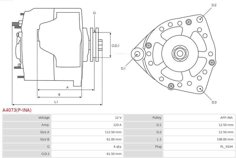 Alternator AS A4073(P-INA) - image 6