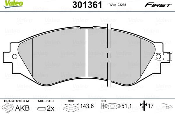 Brake Pad Set, disc brake ESSENTIAL 301361