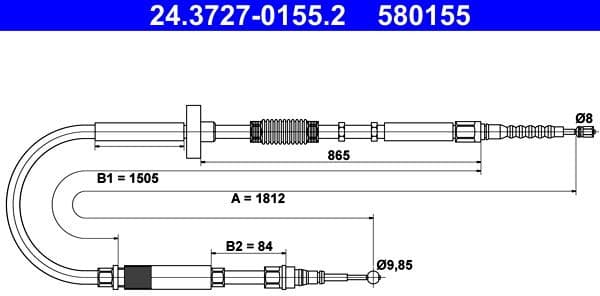 Cable Pull, parking brake 24.3727-0155.2