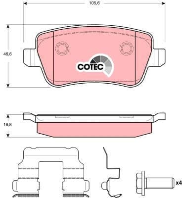 Brake Pad Set, disc brake COTEC GDB1637 - image 4