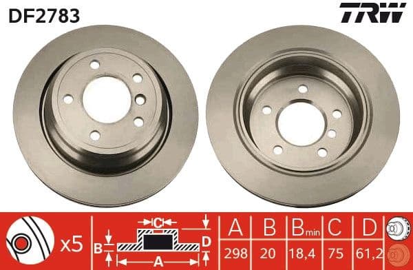Brake discs kit rear, (2pcs), Top Quality DF2783 - image 3