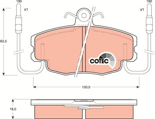 Brake Pad Set, disc brake COTEC GDB807 - image 4