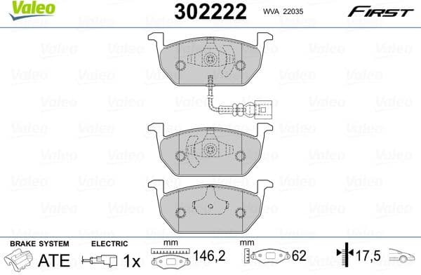 Brake Pad Set, disc brake ESSENTIAL 302222