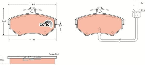 Brake Pad Set, disc brake COTEC GDB1366 - image 3