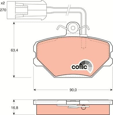 Brake Pad Set, disc brake COTEC GDB852 - image 2