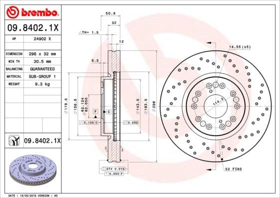 Brake Disc XTRA LINE - Xtra 09.8402.1X