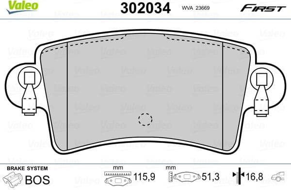 Brake Pad Set, disc brake ESSENTIAL 302034