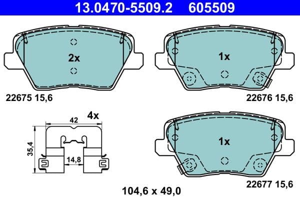 Brake Pad Set, disc brake ATE Ceramic 13047055092